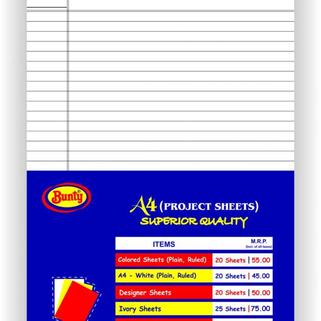 A4 SHEETS RULED [PACK OF 5]